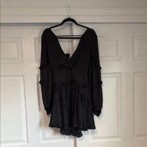Elegant Black Ruffle Blouse